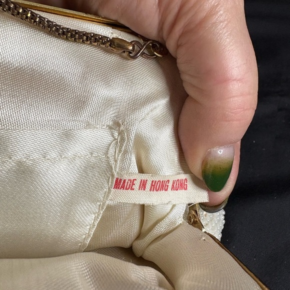 Vtg cream beaded bag - Picture 6 of 9